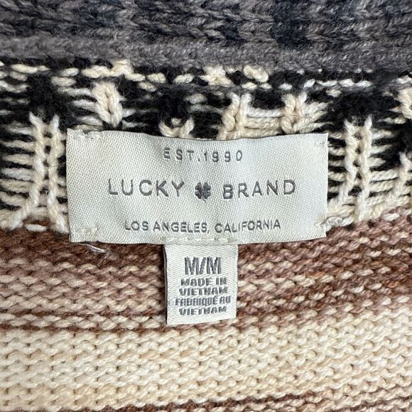 Lucky Brand Women’s M Multicolor Striped Cardigan Sweater 3 Button Knit - Picture 2 of 8